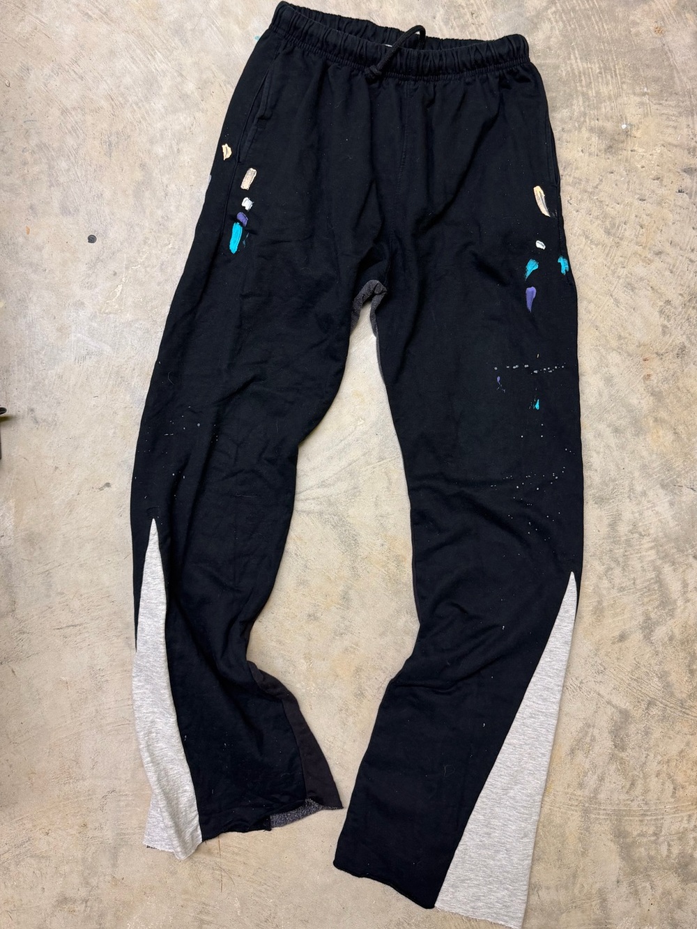 Men's Black Jogger Sweatpants with Heather Gray Inset Panels